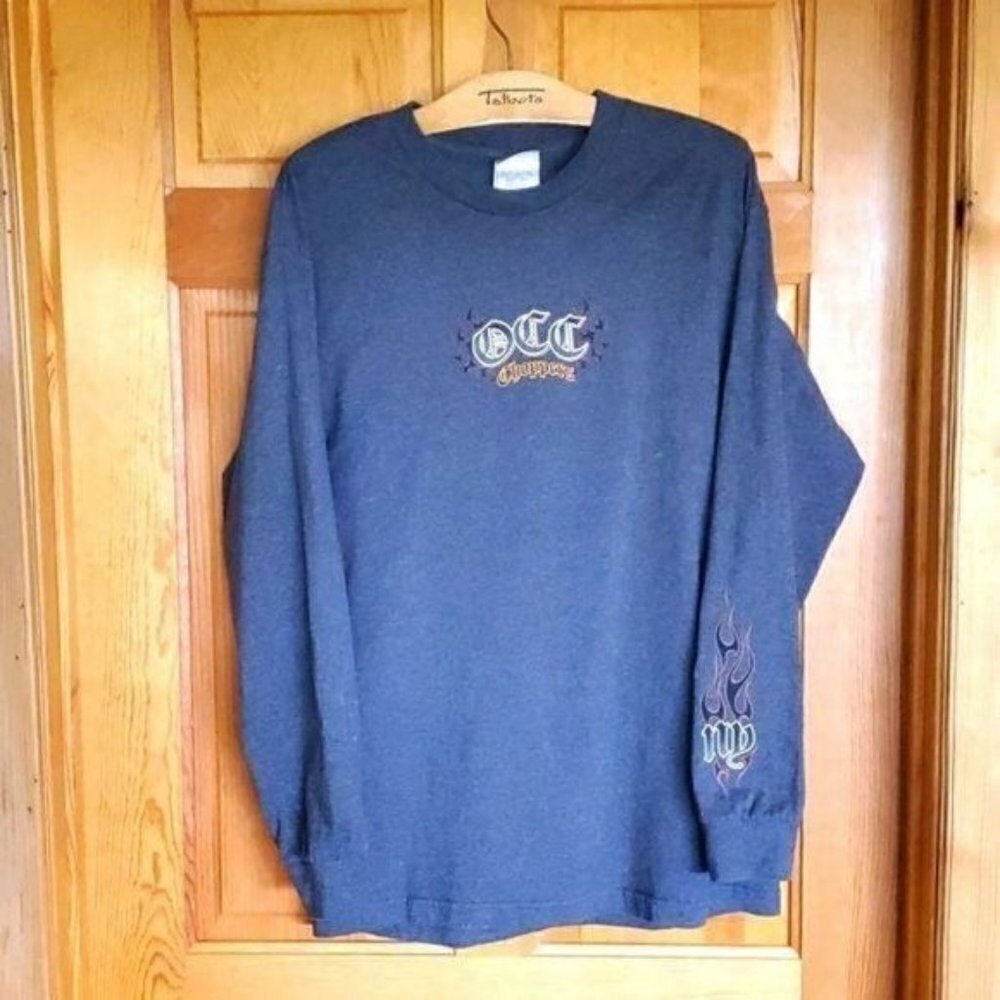AAA OCC (Orange County Choppers) Graphics Front & Back Gray LS Sz‎ L T-shirt